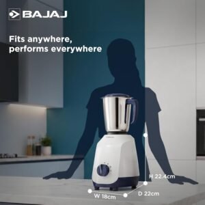 About bajaj ninja series grace 500w mixer grinder | mixie for kitchen with duracut® blades | 2 in 1 blade function for dry & wet grinding | 2 mixie jars | 5 yr motor warranty 【midnight blue】