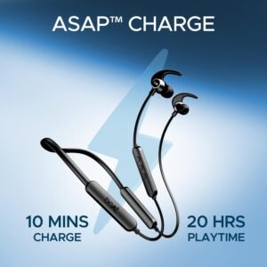 About boat rockerz 255 pro+, 60hrs battery, fast charge, ipx7, dual pairing, low latency, magnetic earbuds, in ear bluetooth neckband, wireless with mic earphones (active black)