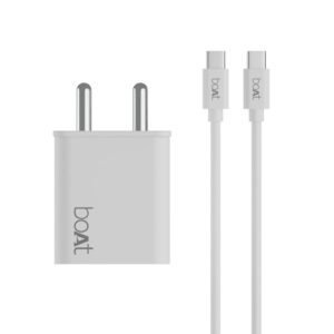 About boat wcdv 22.5w dual port fast charger, overheat/overcharge protection, auto detection for samsung, xiaomi & android users with type c to type c cable (white)